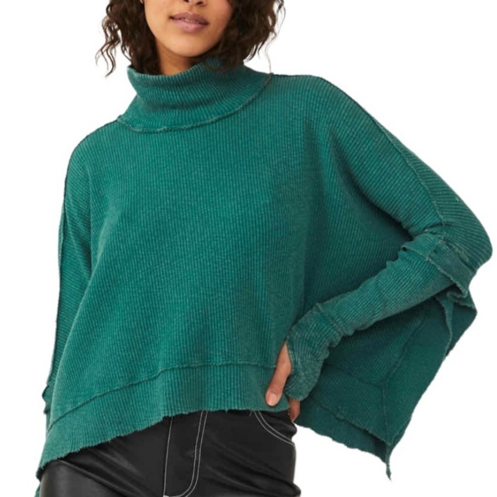 Free People NWT Green Thermal Pullover